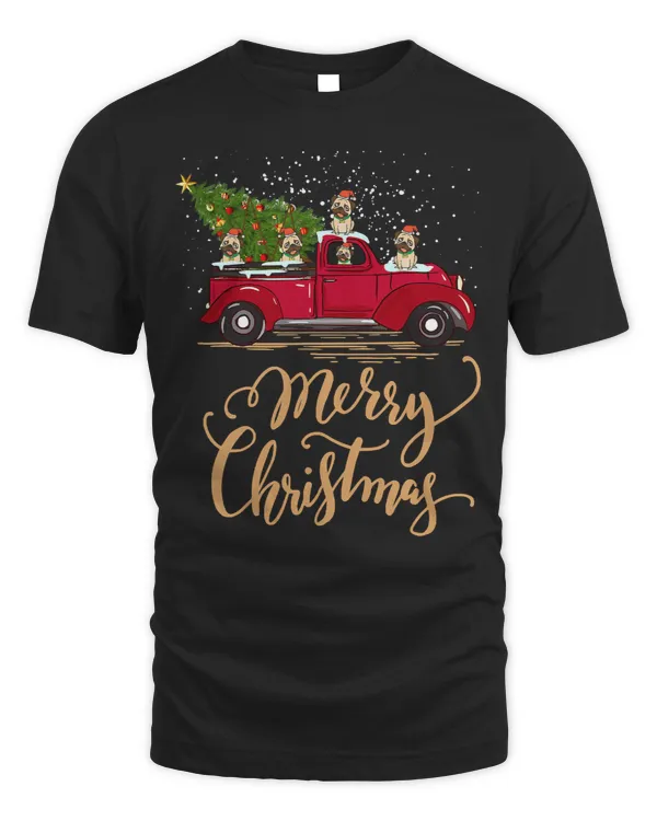 Pug Lover Funny Pug Driving Christmas Tree Truck Pug Christmas 288 Pugs Dog