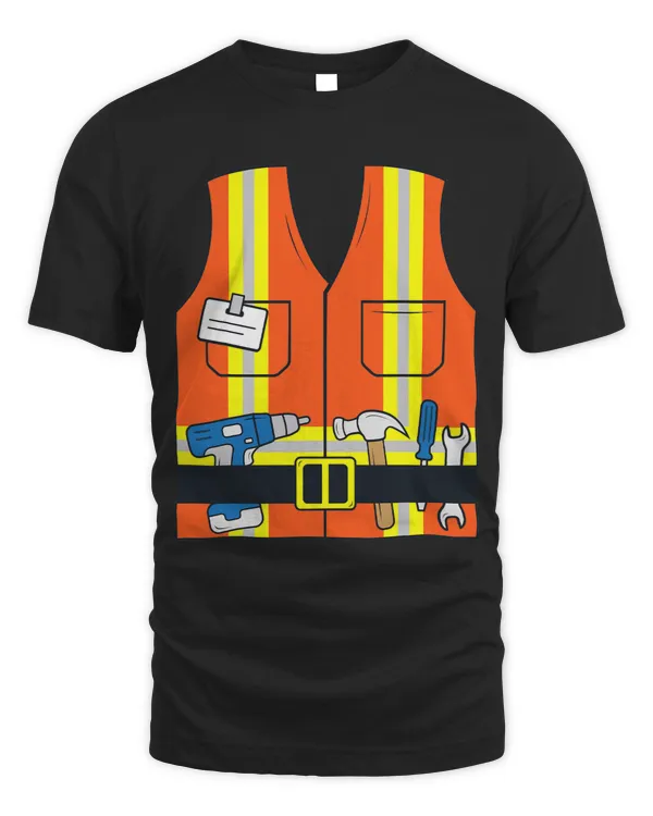Construction Worker Costume Orange Safety Vest Tools