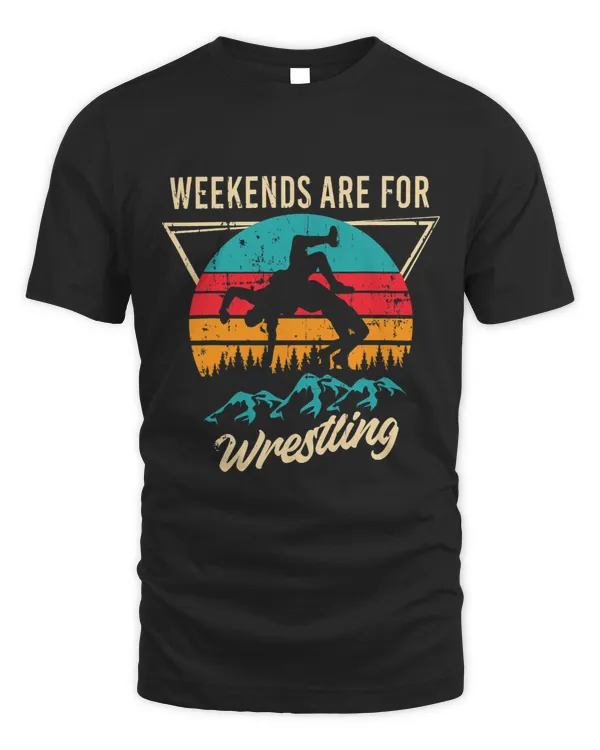 wrestler tee weekends are for wrestling funny retro art