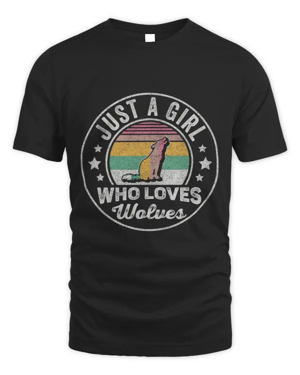 Wolf Girl Vintage Retro Just A Girl Who Loves Wolves 1