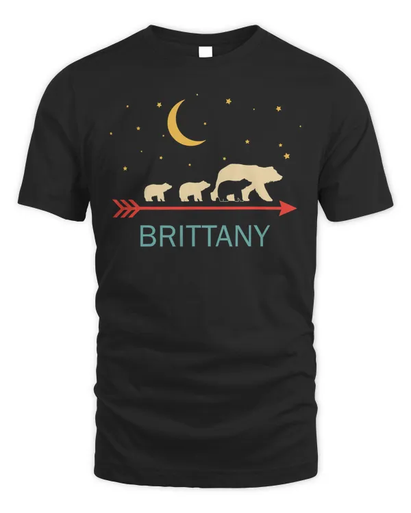 Brittany Name Gift Personalized Mama Bear With 3 Cubs T-Shirt