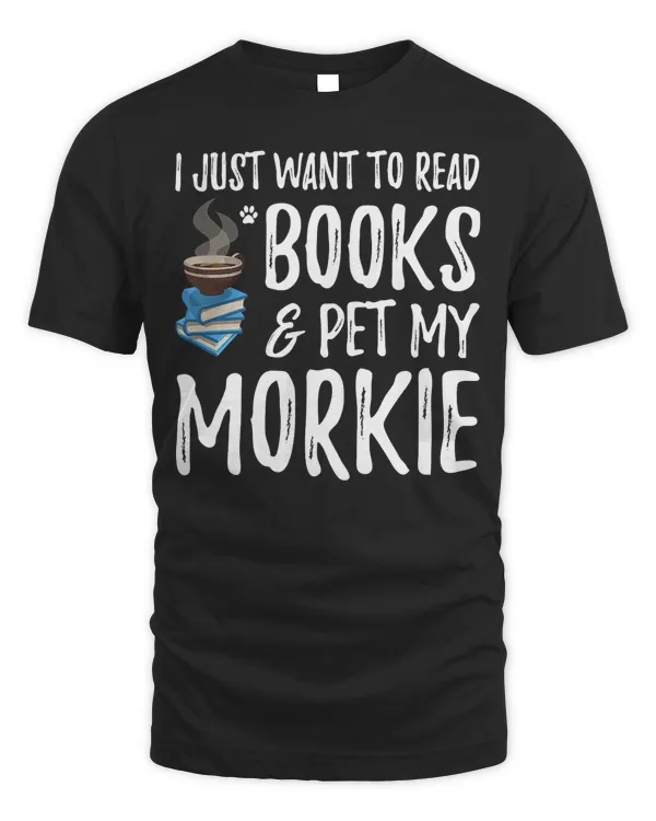 Book and Morkie T-Shirt for Morkie Dog Mom T-Shirt