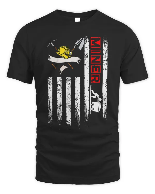 Coal Miner American USA Flag Mineworker Mining Miners Digger T-Shirt