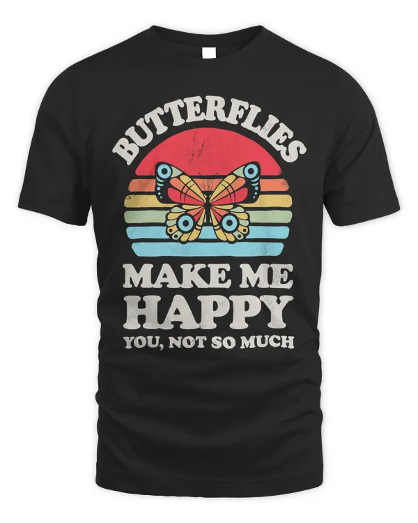 Butterflies Make Me Happy Monarch Butterfly Insect Retro Men T-Shirt