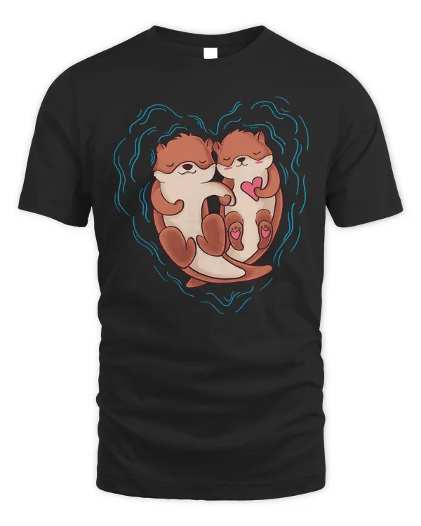 Cute Otter Valentine's Day T Shirt Love Otters Holding Hands