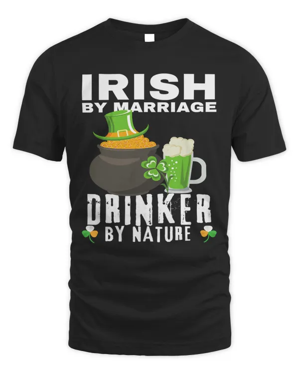 St Patricks Day Coins Pot Elf Hat Beer Irish By Marriage Funny Classic T-Shirt
