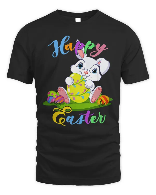 Happy Easter Cute Bunny Holding Easter Egg Hunting Eggs T-Shirt