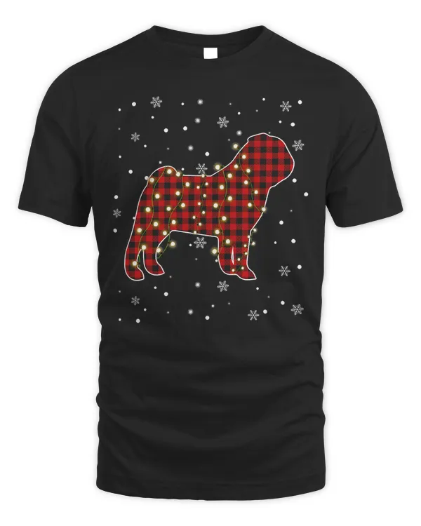 Pug Dog Christmas Lights Funny Red Plaid Dog Dad Mom 240 Pug Dad Pug Mom