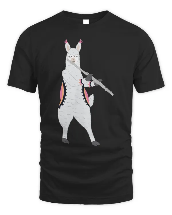 Alpaca Playing the Flute Music Orchestra T-Shirt