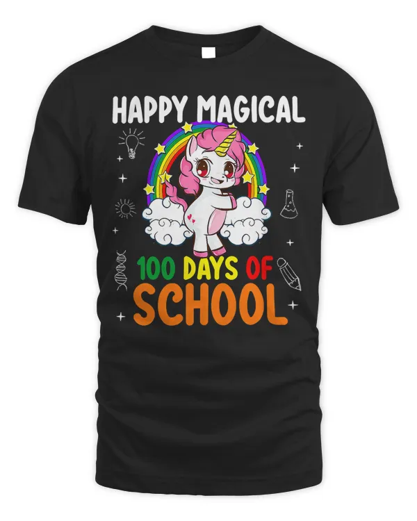 Unicorn Happy Magical 100 Days Of School Unicorn Funny Student Kids 175