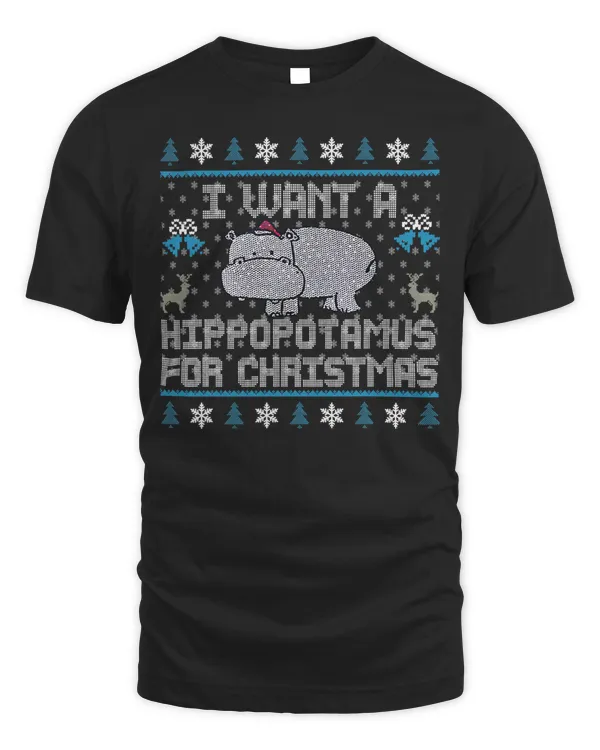 Hippopotamus I Want A Hippopotamus For Christmas Hippo Ugly Sweater 3 Hippo