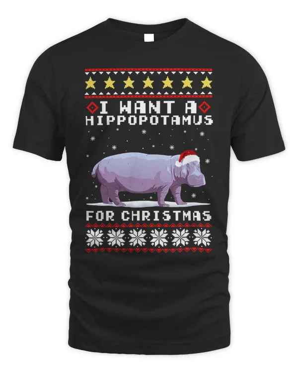Hippopotamus I Want A Hippopotamus For Christmas Hippo Ugly Sweater 199 Hippo