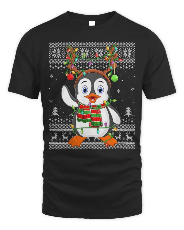 Penguin Animal Lover Xmas Ugly Reindeer Christmas 342