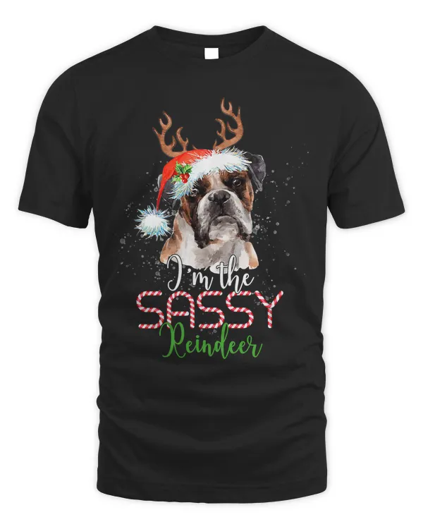 Boxer Christmas Dog I'm The Sassy Reindeer 324