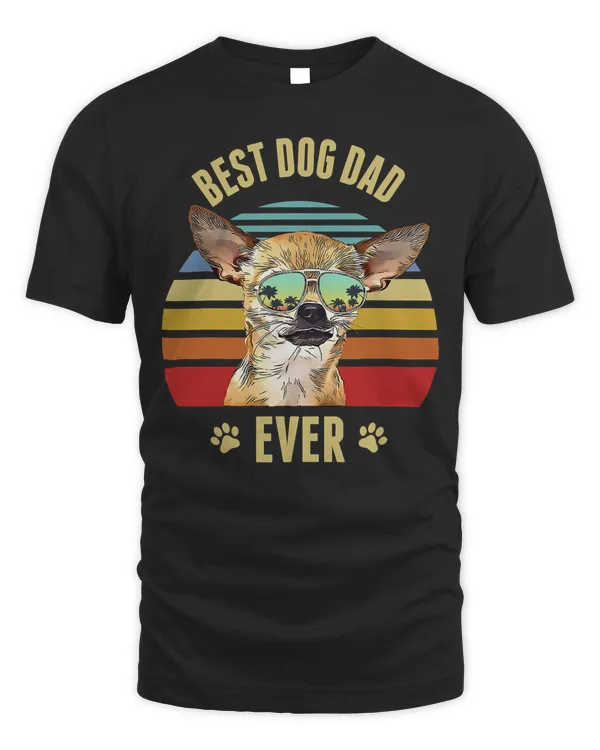 Chihuahua Best Dog Dad Ever Retro Sunset Beach Vibe 310