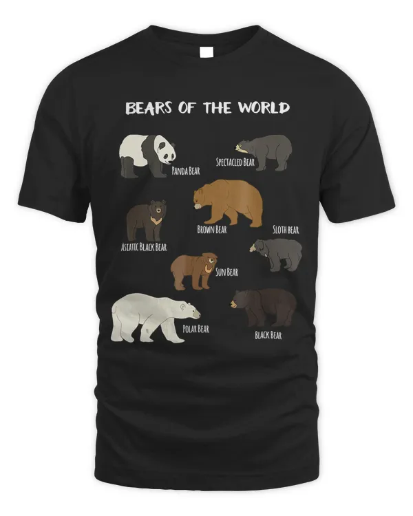 Bears Of The World Grizzly Bear Panda Black Polar T Shirt