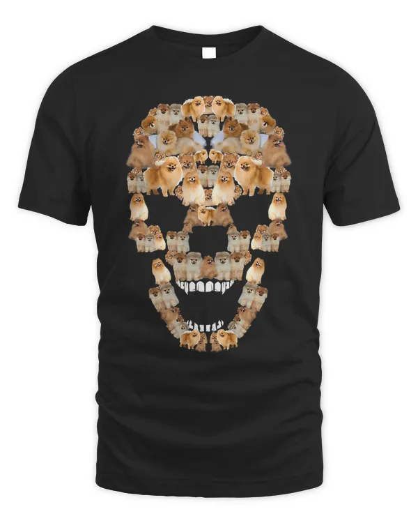 Pomeranian Dog Skull Tee Halloween Costume Dog Lovers T-Shirt