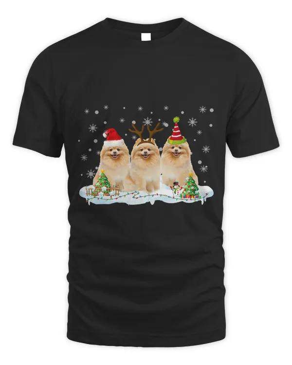 Funny Christmas Pomeranian Santa Reindeer Pomeranian Lover T-Shirt