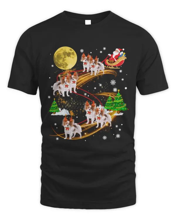 Papillon Reindeer Christmas Dog Riding Santa Xmas Gift Sweatshirt