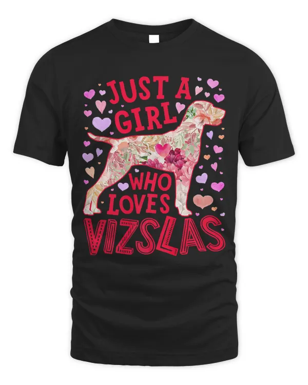 Just A Girl Who Loves Vizslas Vizsla Dog Flower Floral Gifts Premium T-Shirt
