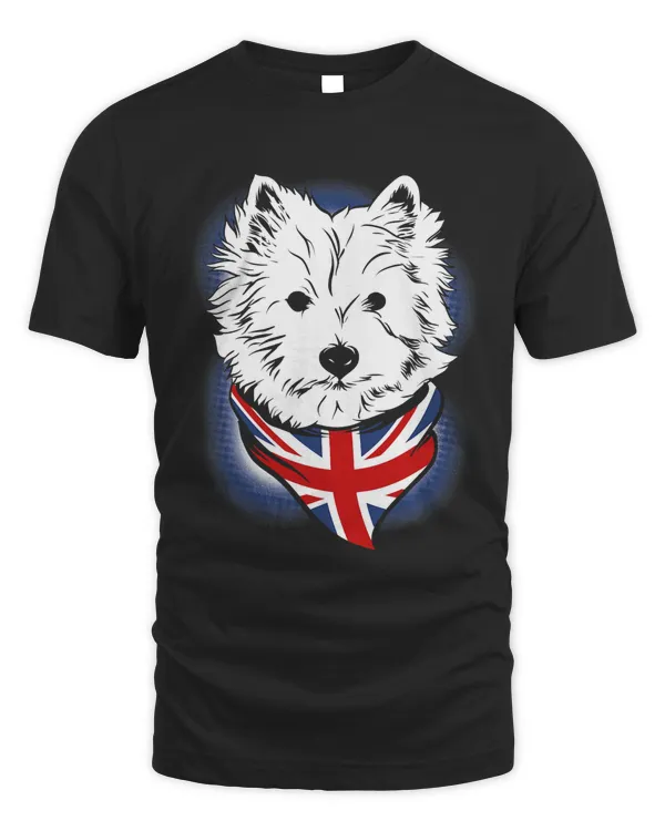 Westie Dog West Highland Terrier UK Flag Scarf T-shirt