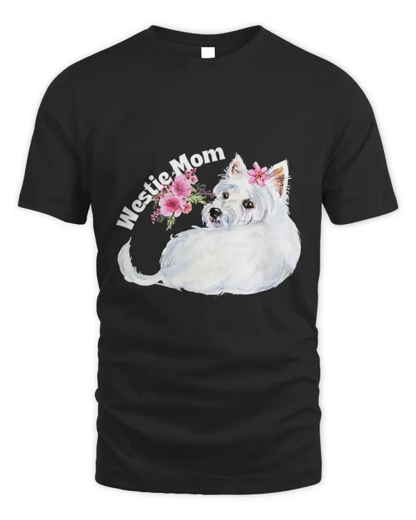 Westie Mom Floral West Highland Terrier Dog T-Shirt