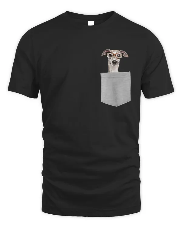 Dog in Your Pocket Greyhound with glasses on T-Shirt
