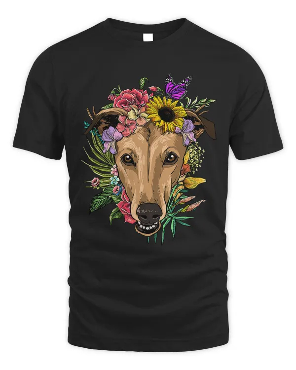 Floral Greyhound Dog Spring Nature Dog Lovers T-Shirt