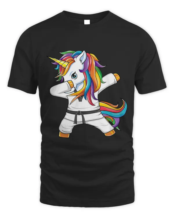 Dabbing Unicorn Karate Taekwondo T-Shirt Kids Girls Gift