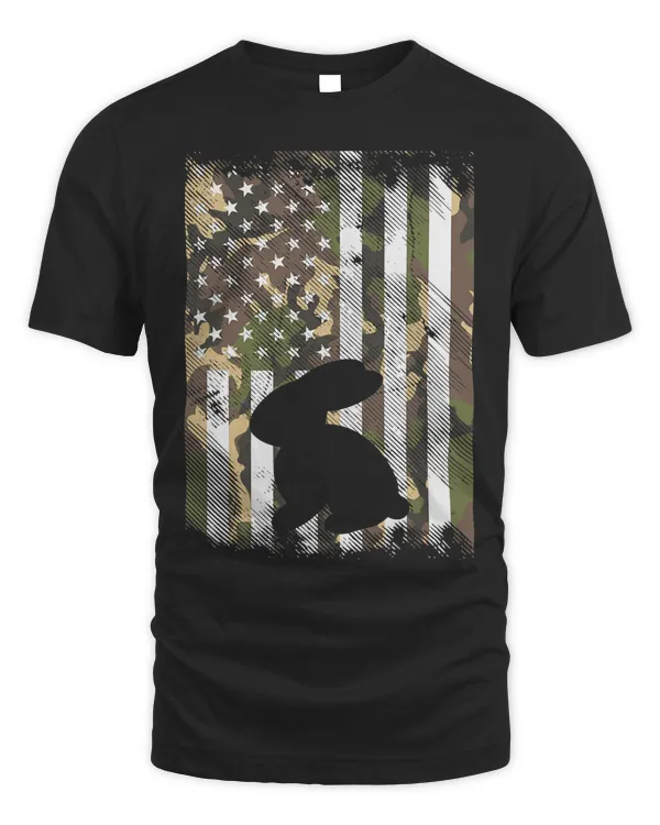 Camo American Flag Easter Bunny Rabbit Vintage Patriotic T-Shirt