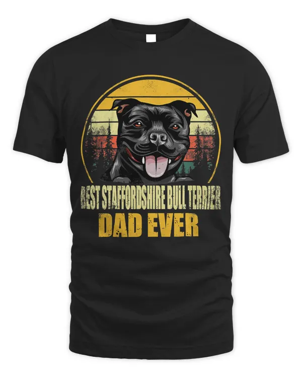 Best Staffordshire Bull Terrier Dad Ever Retro Vintage Dog T-Shirt