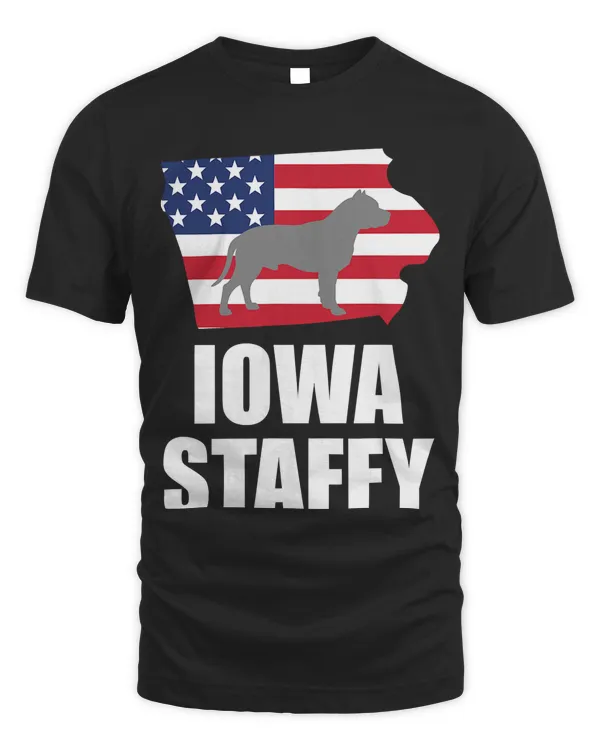 Iowa Staffy Staffordshire Bull Terrier State Flag Design T-Shirt