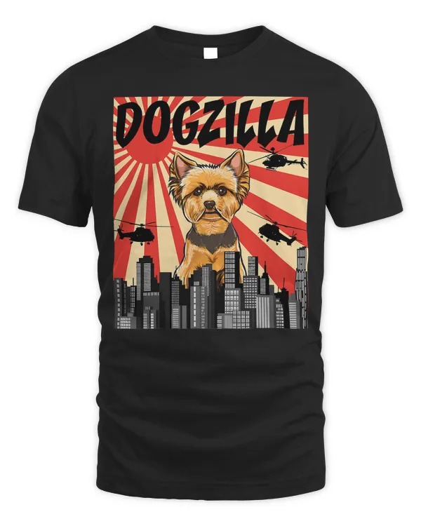 Funny Retro Japanese Dogzilla Yorkshire Terrier T-Shirt