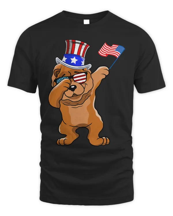 Chow Chow Dabbing Dog Dad 4th of July Shirt