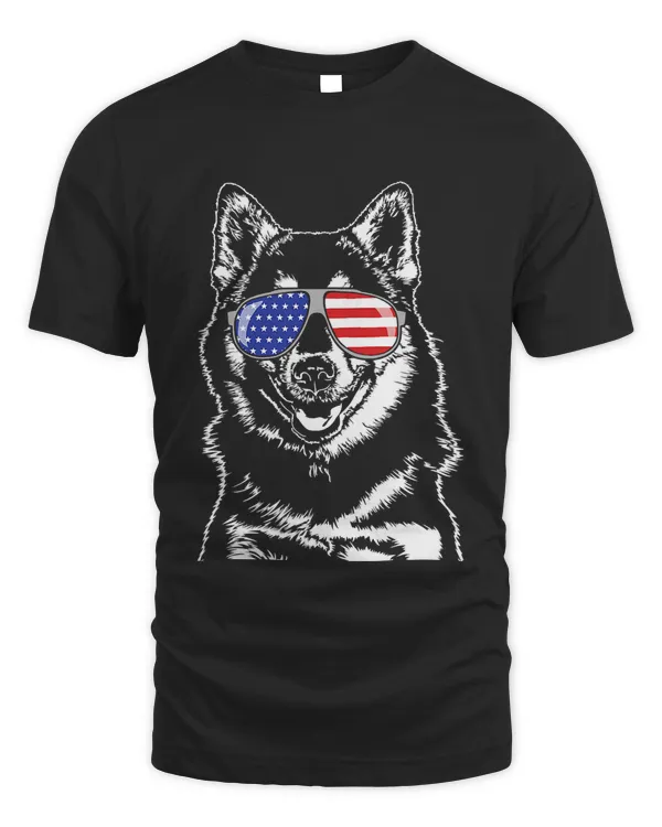 Funny Proud Pomsky American Flag sunglasses gift dog T-Shirt