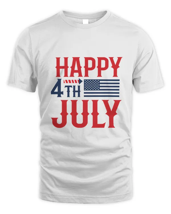 Happy 4th Of July America Print T-Shirt Tee