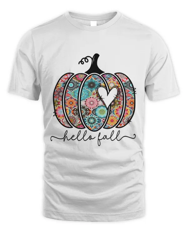Hello Fall pumpkin Boho Thanksgiving Fall718