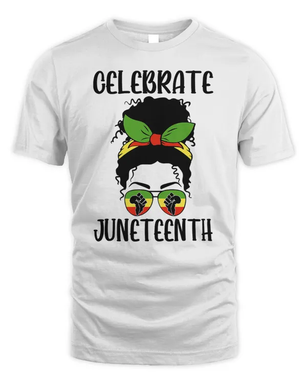 Black Messy Bun Juneteenth Celebrate Independence Freedom