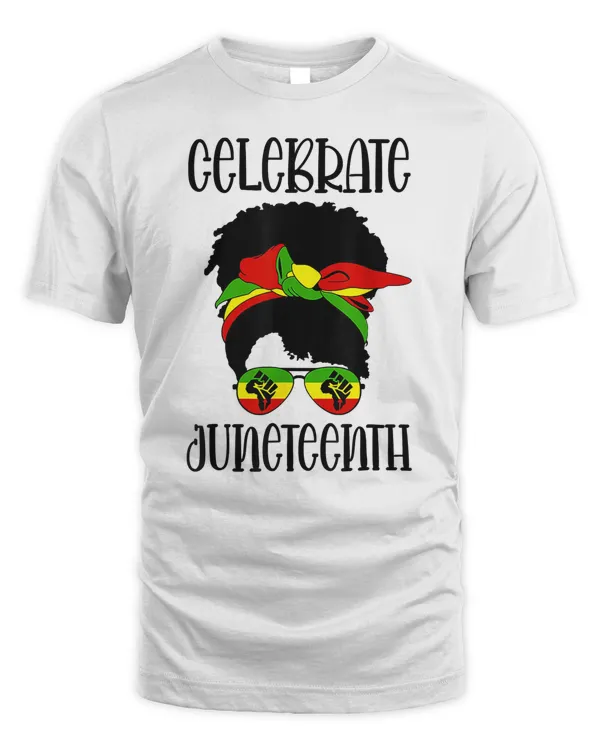 Black Women Messy Bun Juneteenth Celebrate