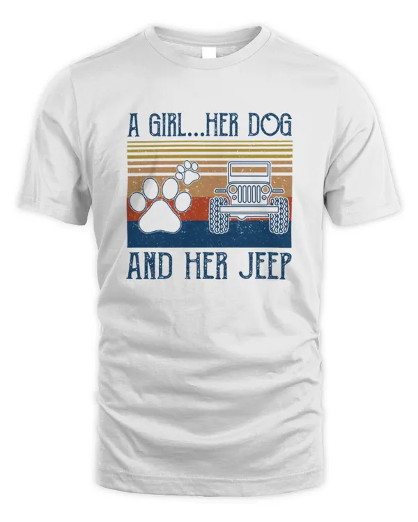 A Girl Her Dog And Her Jeep Vintage A Girl Her Dog And Her Jeep T-Shirt