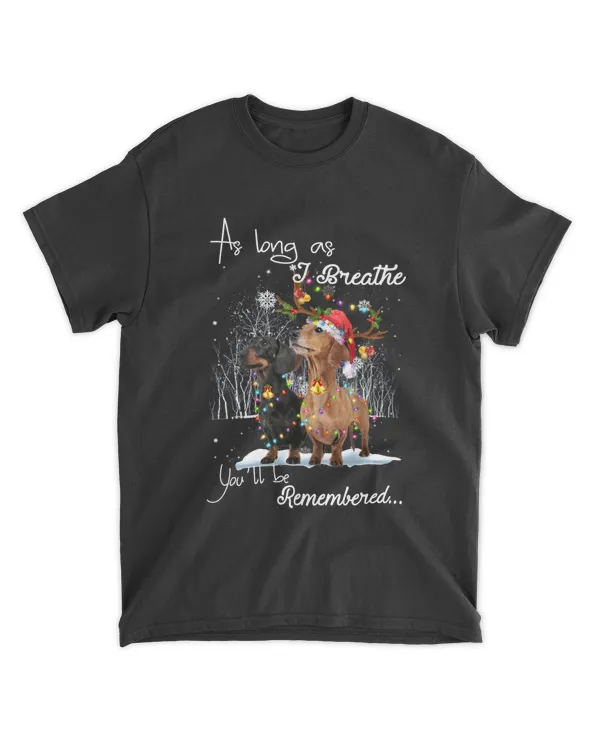 Dachshund Dog As Long as I Breathe Santa Hat Christmas Dog Lover