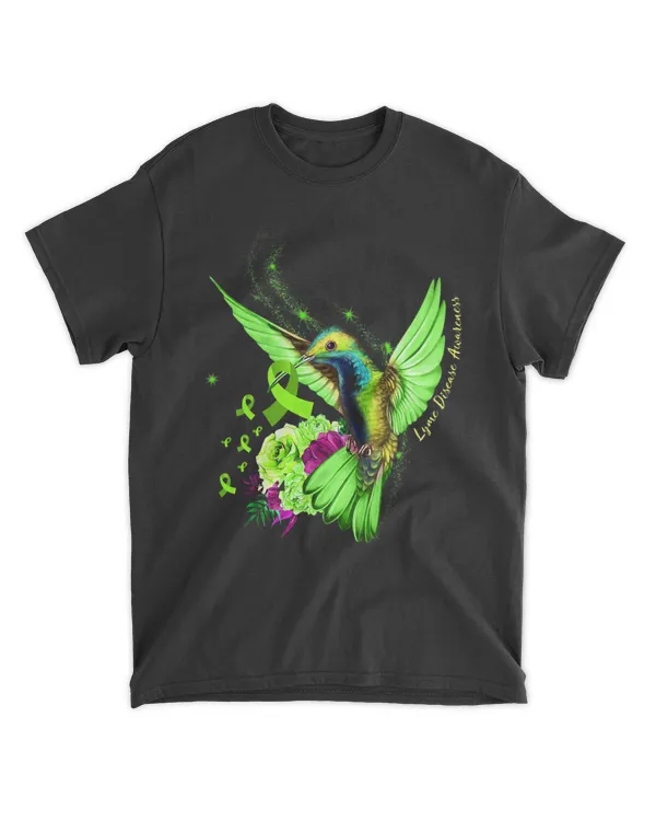 Hummingbird Holding Lime Green Ribbon Lyme Disease Awareness 21