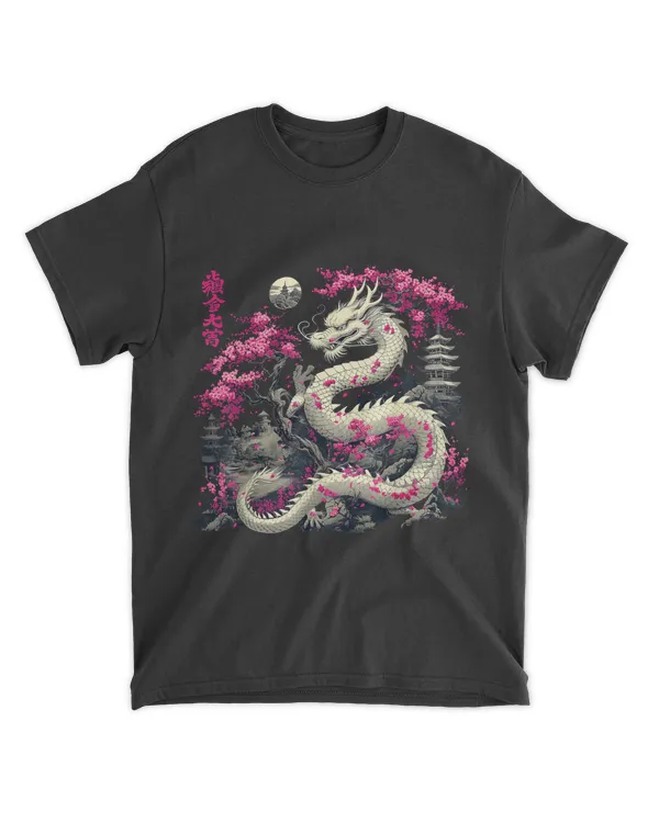 Asian Cherry Blossom Chinese Dragon T-Shirt