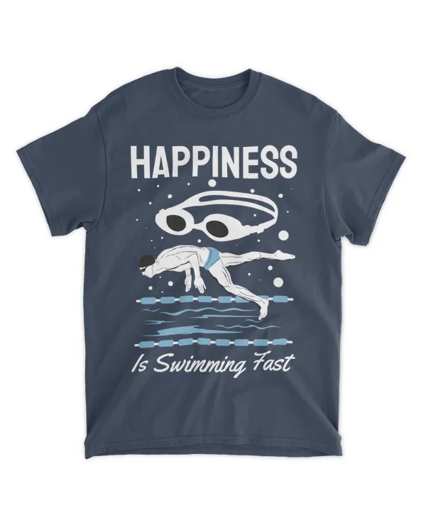 Happiness is Swimming Fast, Swimming T-Shirt, Swimming Tank Top, Swimming Shirt for Summer
