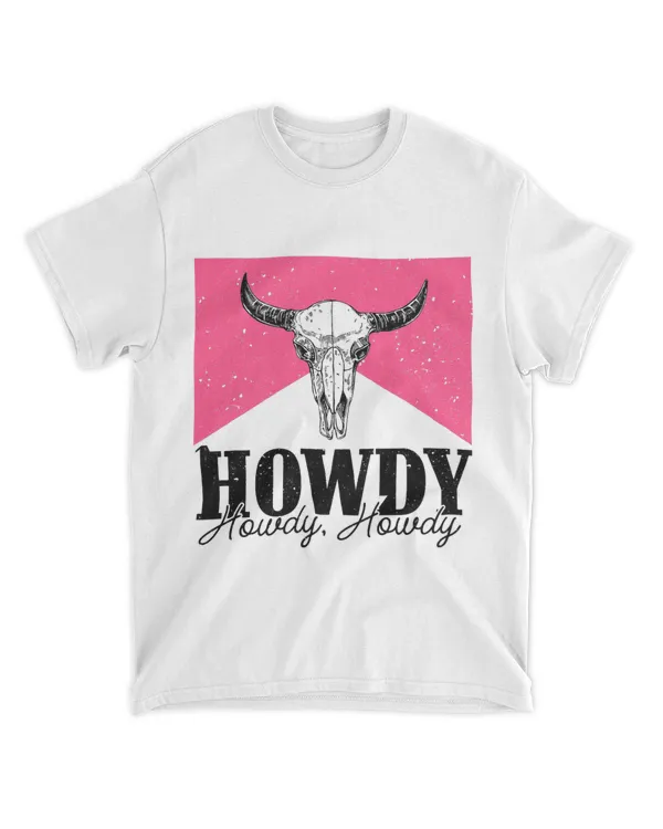 White Howdy Cow Skull Rodeo Western Country Southern Cowgirl 21