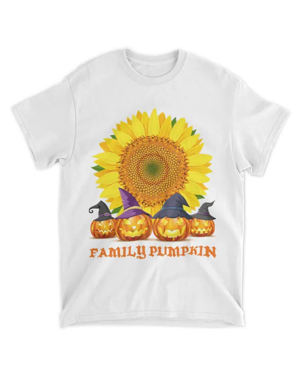 MEMODTEE78 - Halloween Shirt - Sunflower and Witch Family of Pumpkin