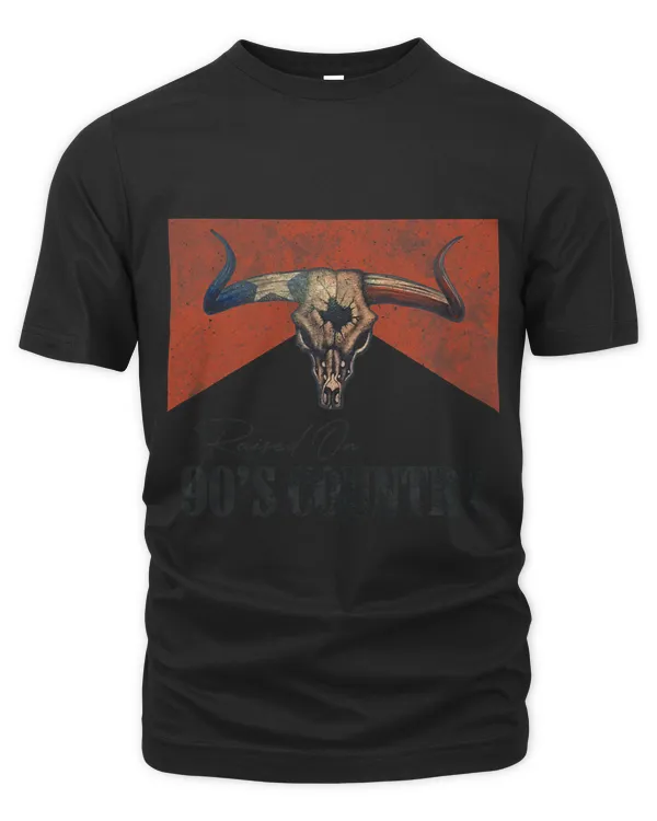 Vintage Raised On 90s Country Music Bull Skull Western