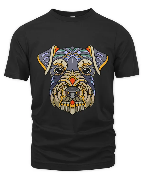 Dog Face and Head Colorful Mandala Pattern schnauzer Dog