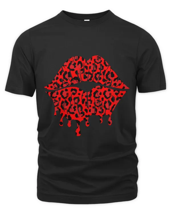 Funny Red Leopard Print Kiss Lips Valentines Day Women Girls