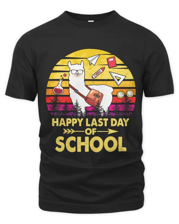 Cute Happy Last Day OF SchoolLlama Vintage Funny 133